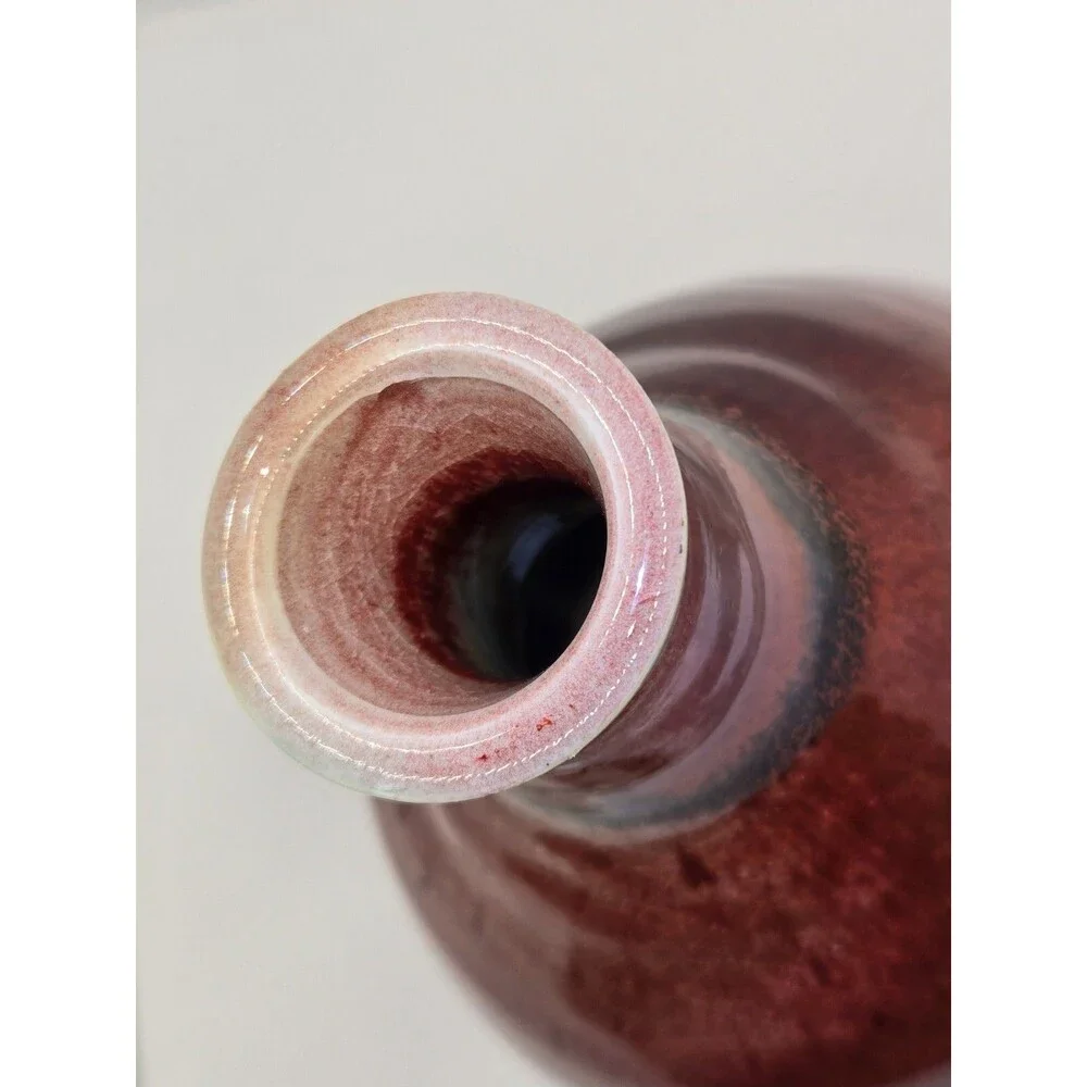Beautiful Studio Art Pottery Bud Vase with Ox Blood Glaze